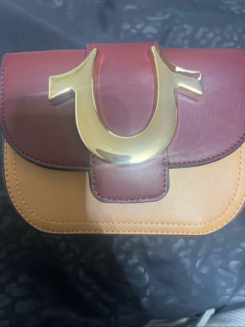 Two-Tone Brown and Burgundy Women's Crossbody Bag